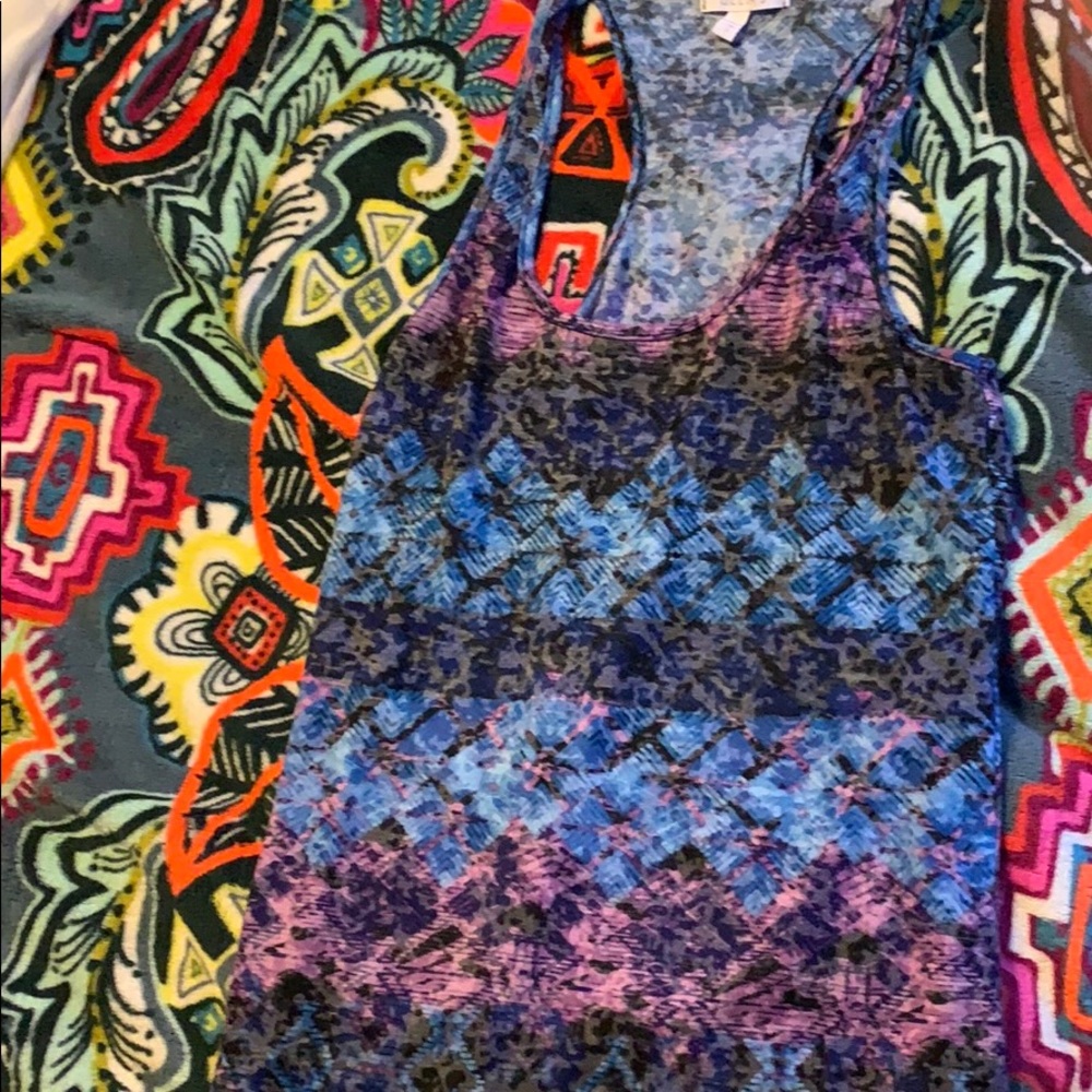 Blue, purple and black tank
